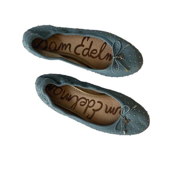 Sam Edelman Powder Blue Ballet Flats‎ with Silver Studs Size 6 - Picture 1 of 5